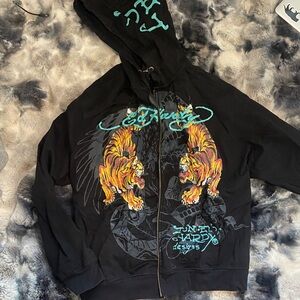 SOLD Ed Hardy Vintage Black Hoodie with Fierce Tiger Design
